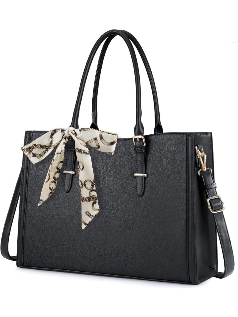 Women's Black PU Leather Waterproof Bag Work for Office Travel Shoulder Bags